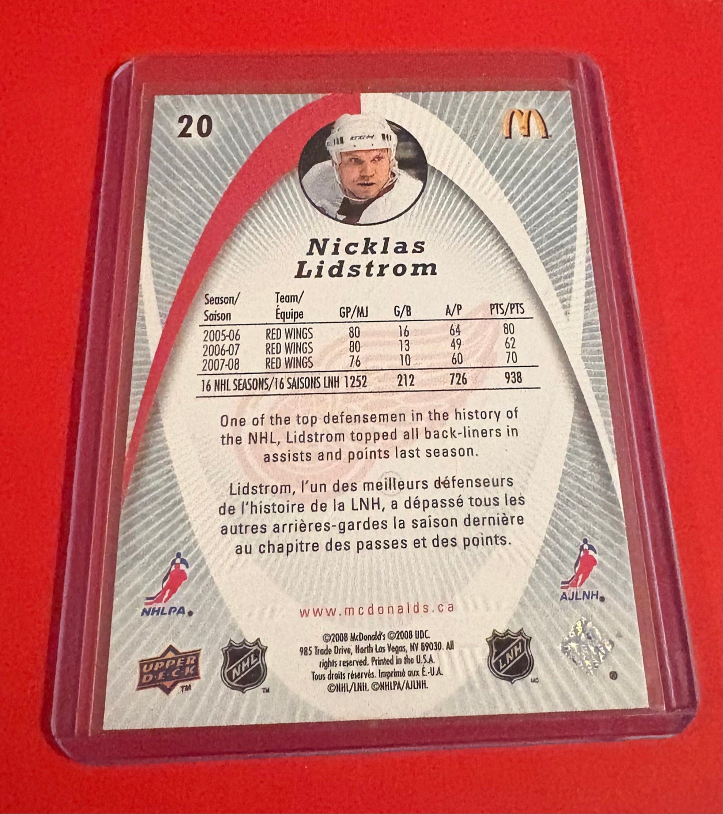 Nicklas Lindstrom Detriot Red Wings 2008 Upper Deck
