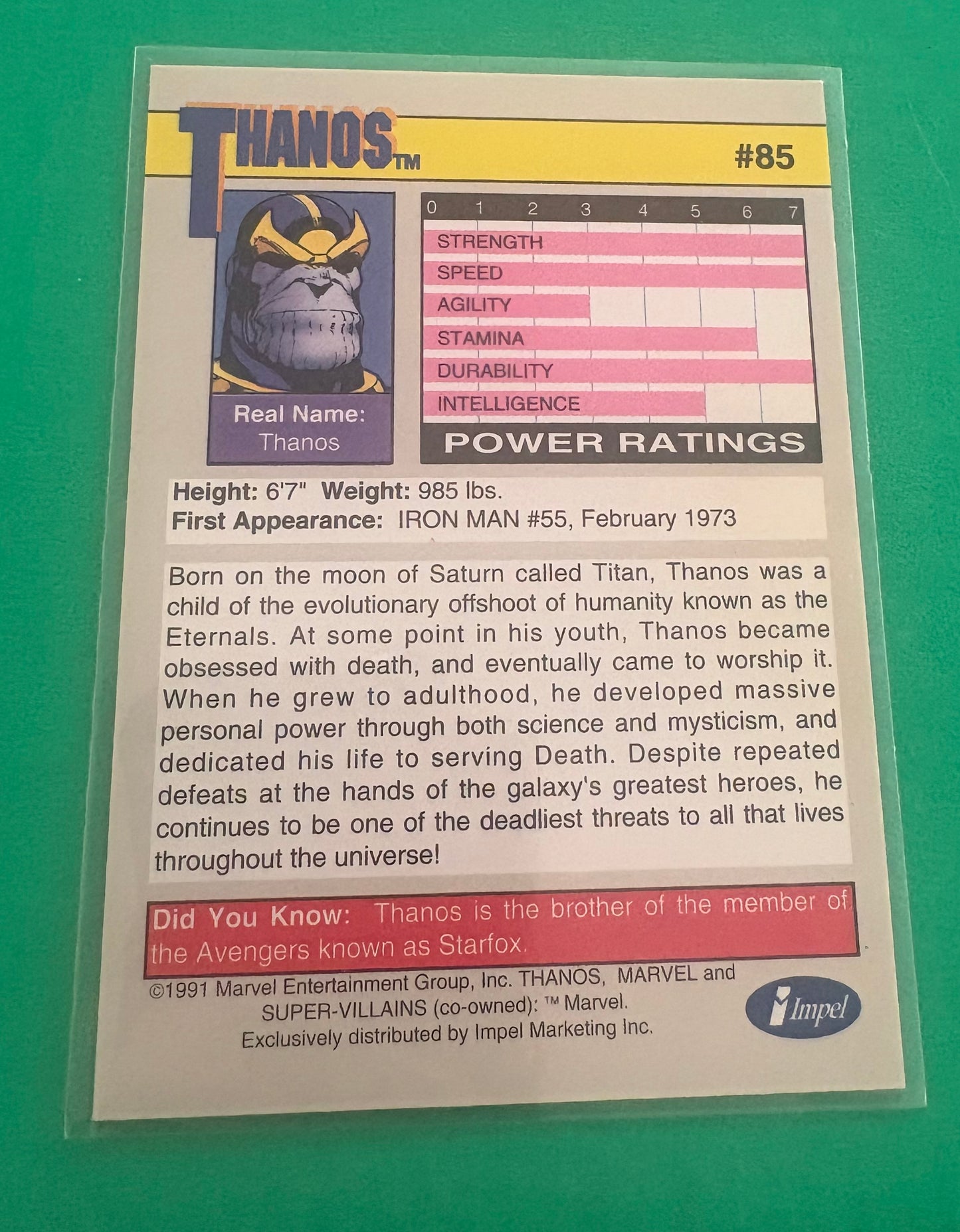 Thanos (Supervillians) Collection Marvel 1991
