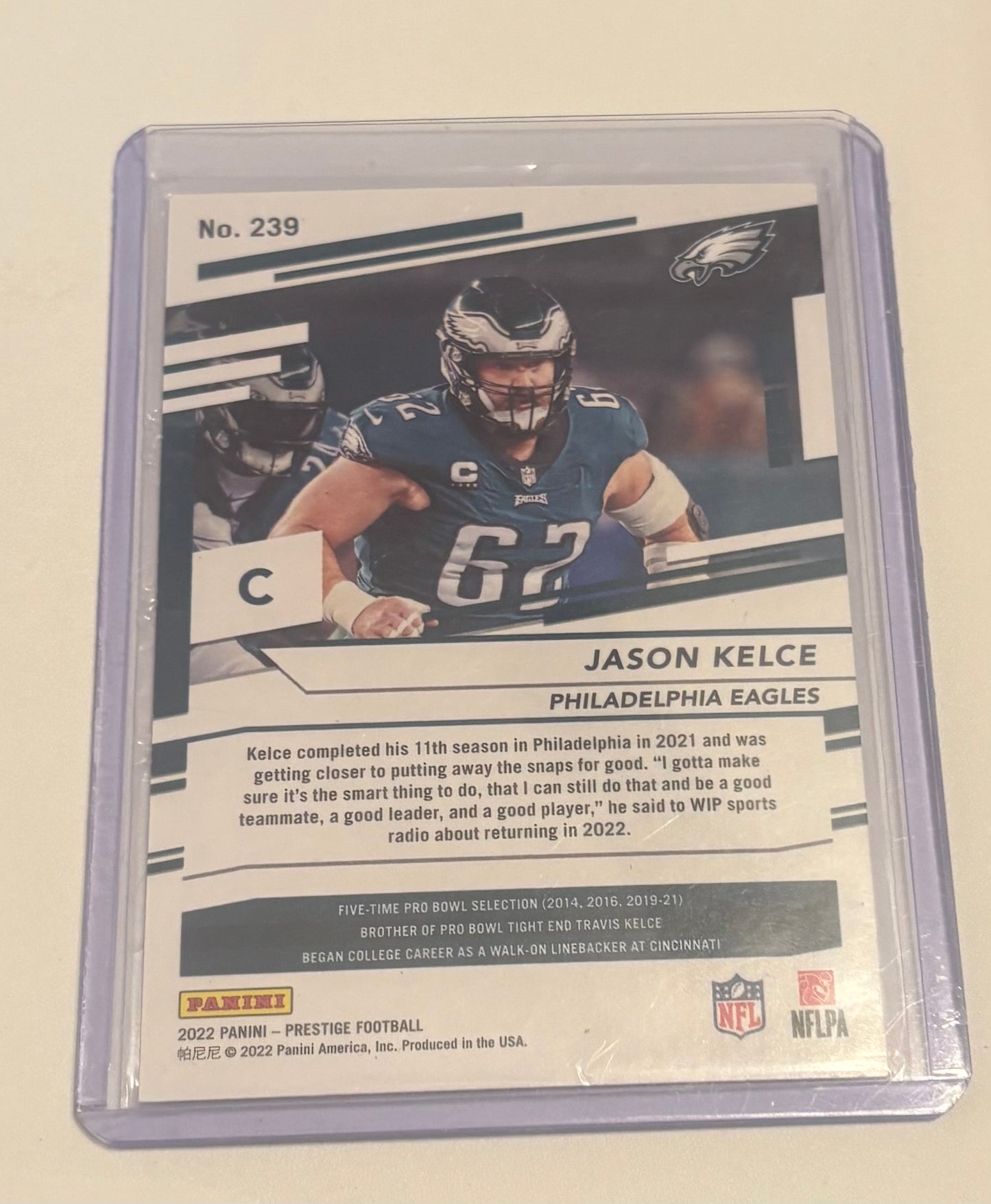 Jason Kelce Philadelphia Eagles 2022 Panini Prestige