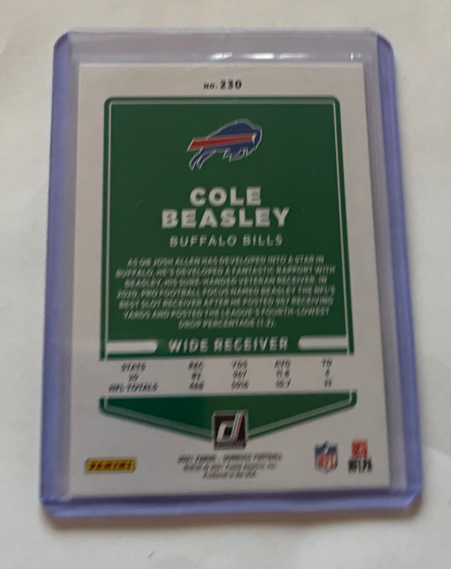 Cole Beasley Buffalo Bills 2021 Donruss