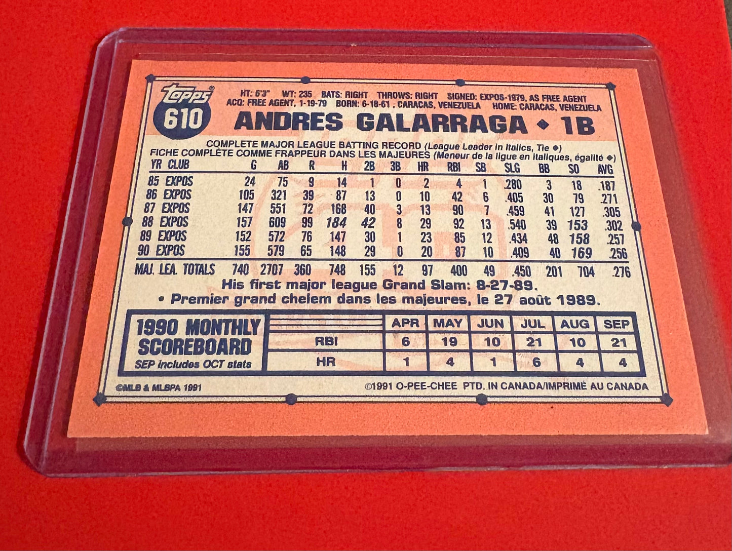 Andres Galarraga Montreal Expos 1991 Topps o-pee-chee