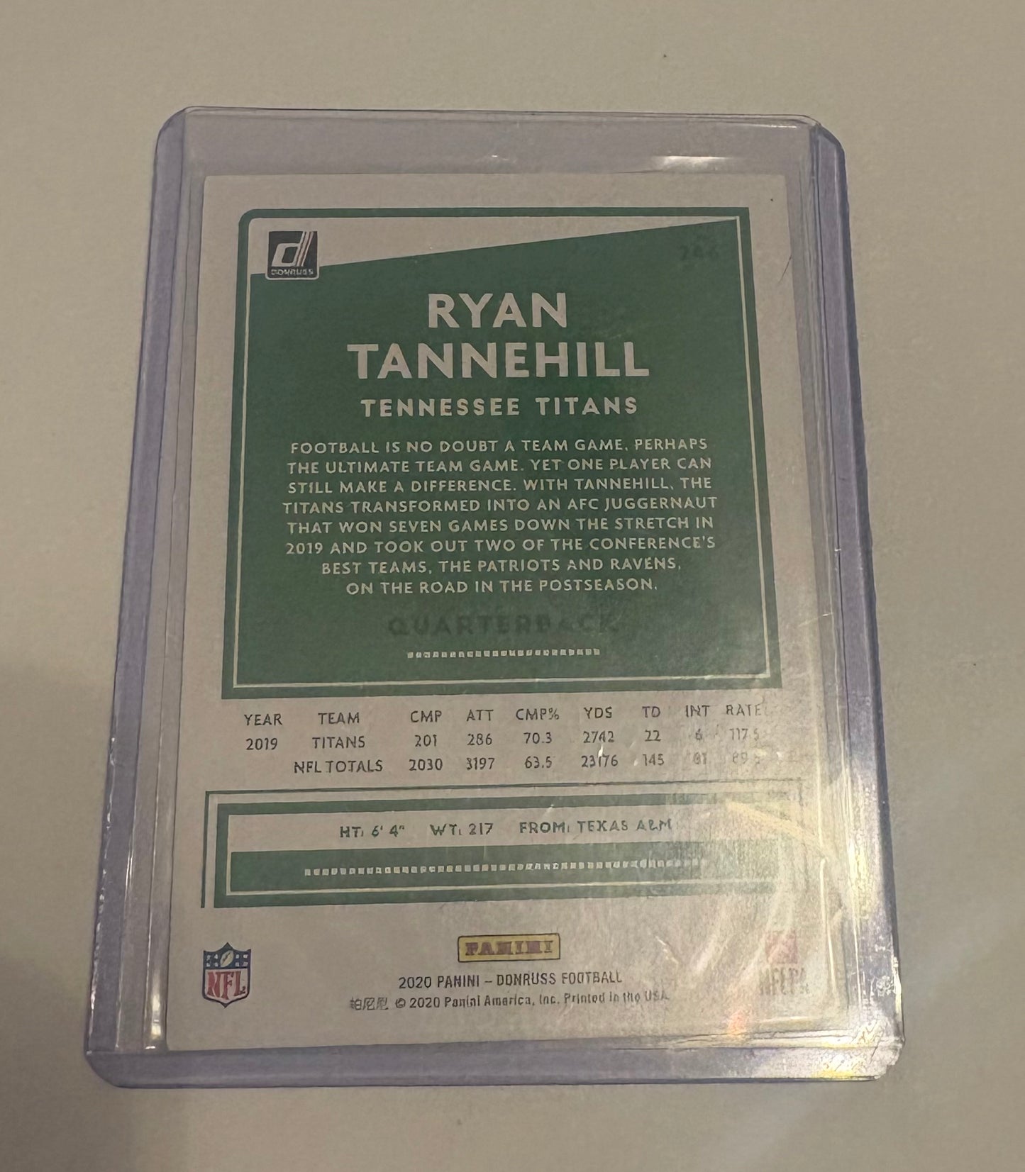 Ryan Tannehill Tennessee Titans 2020 Panini