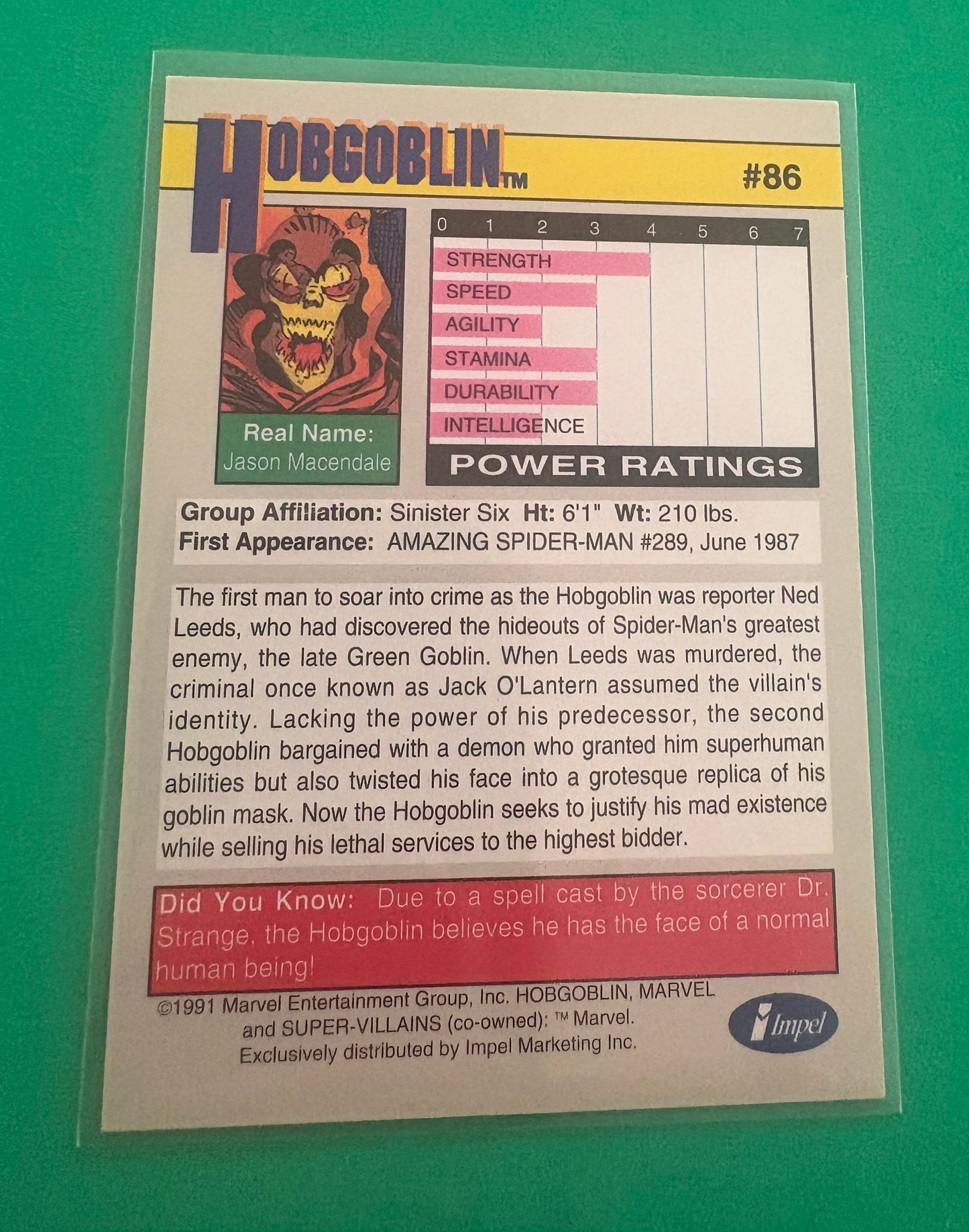Hobgoblin (Supervillians Collection) Marvel 1991