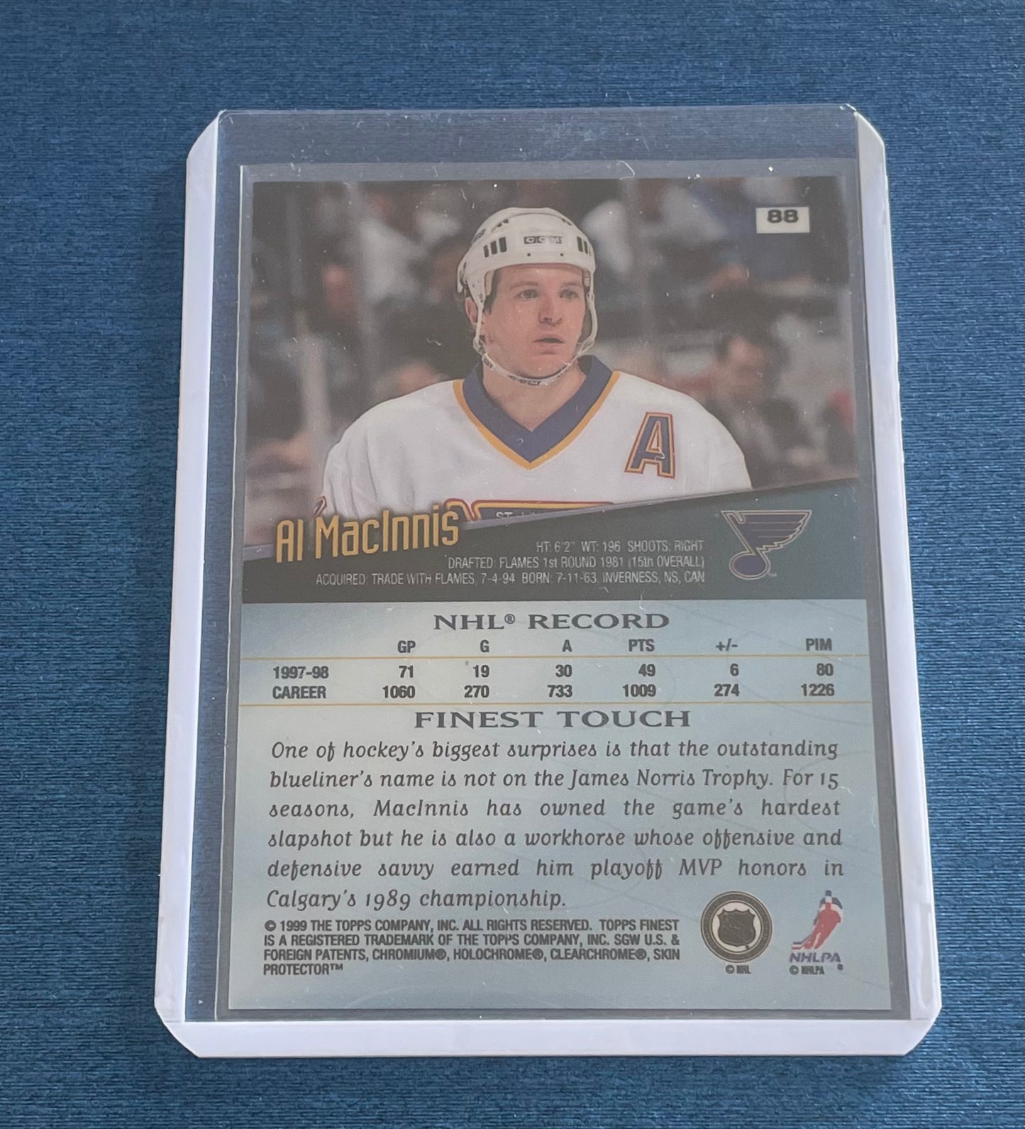 Al MacInnis St.Louis Blues Topps Finest 1999