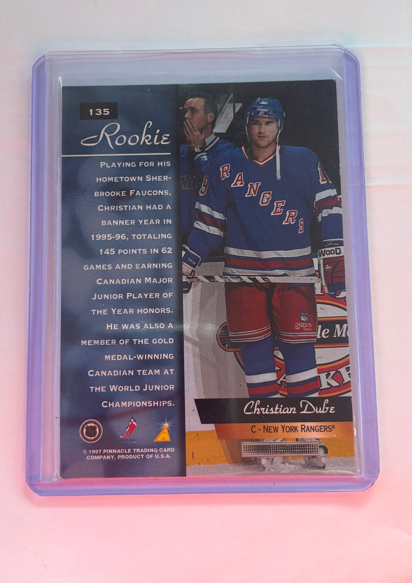 Christian Dube New York Rangers 96-97 Pinnacle Zenith