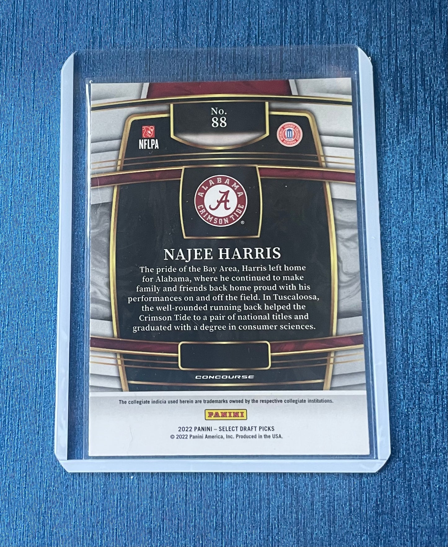 Najee Harris Alabama Crimdon Tide 2022 Panini Select