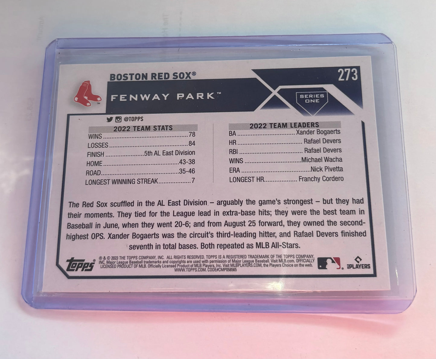Boston Red Sox 2023 Topps