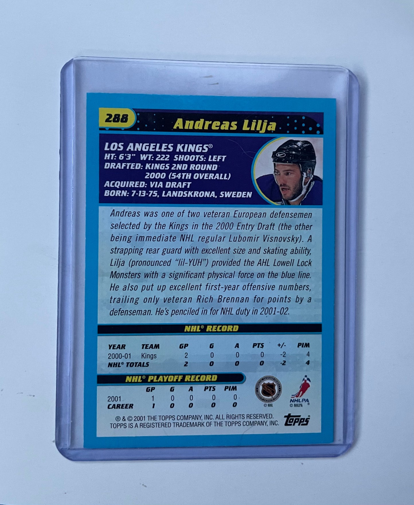 Andreas Lilia Los Angeles Kings 2001 Topps