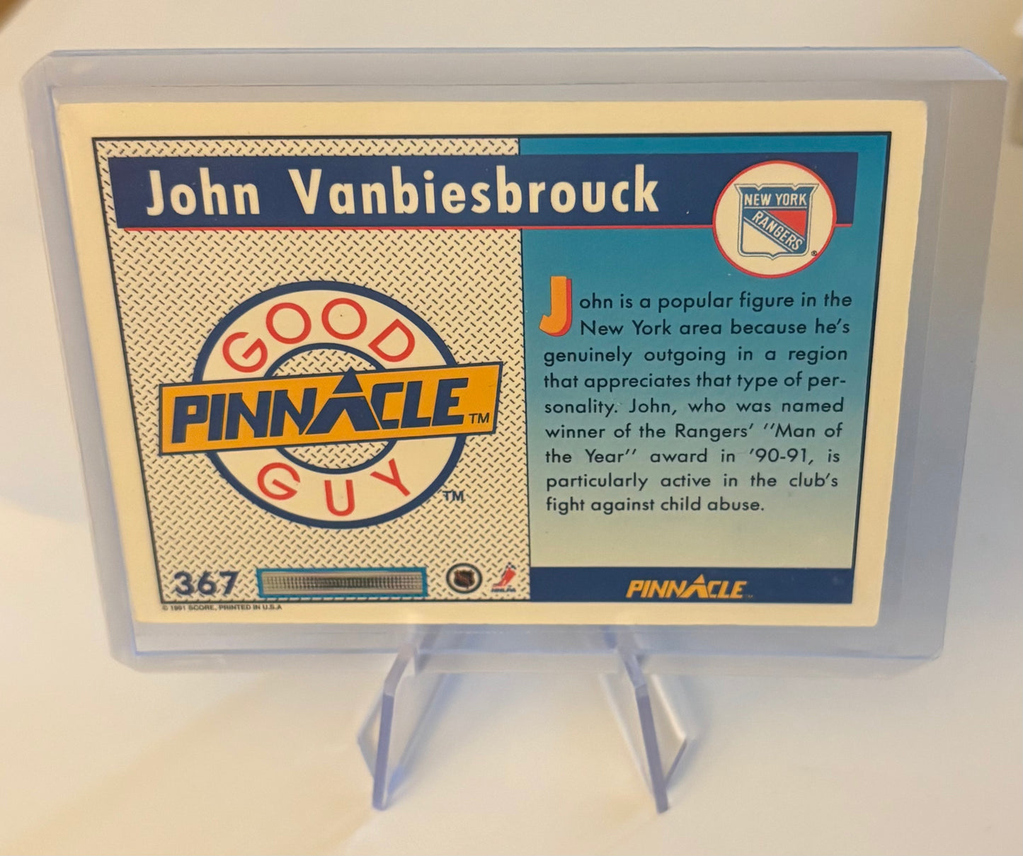 John Vanbiesbrouck New York Rangers 1991 Pinnacle
