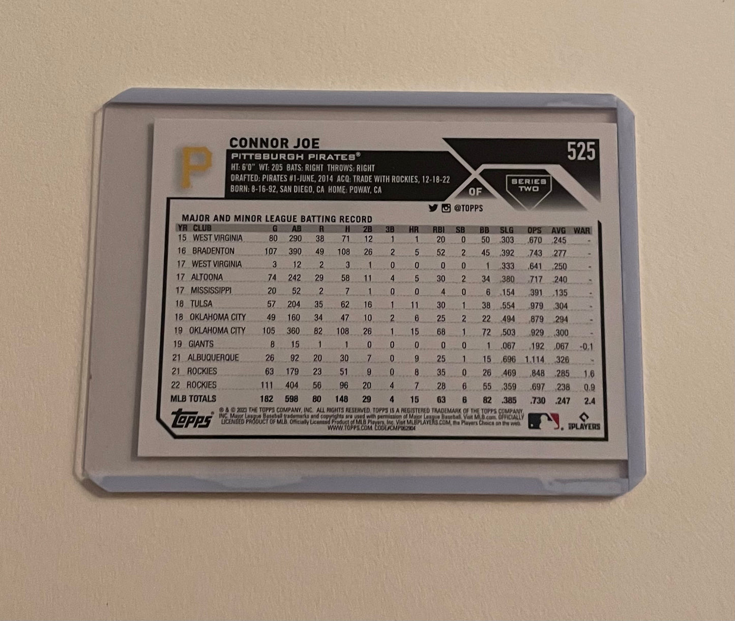 Connor Joe Pittsburg Pirates Topps 2023