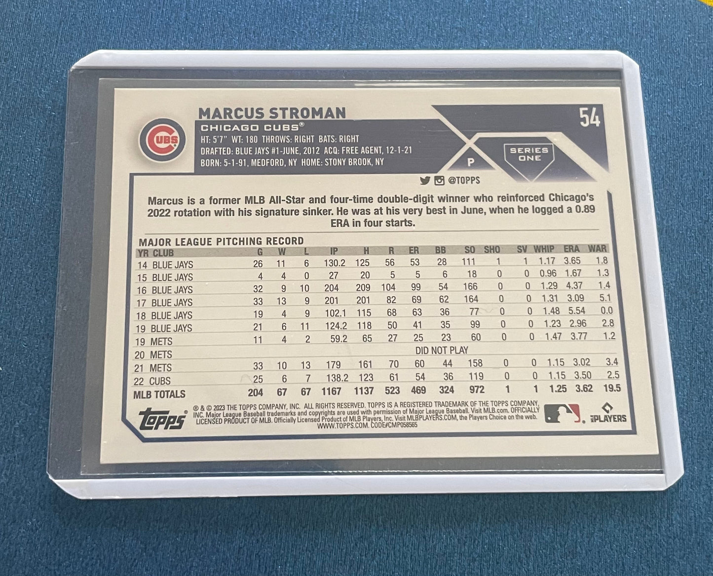 Marcus Stroman Chicago Cubs Topps 2023