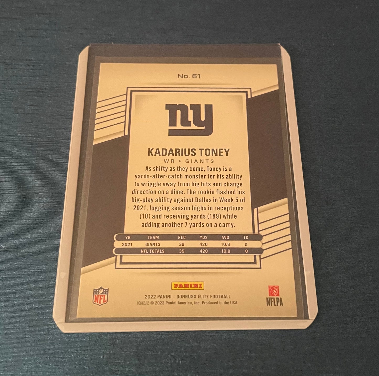 Kadaruis Toney New York Giants 2022 Donruss