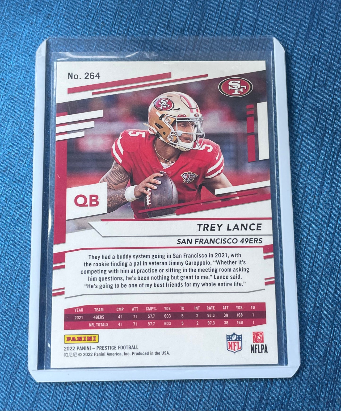 Trey Lance San Francisco 49ers 2022 Panini Prestige