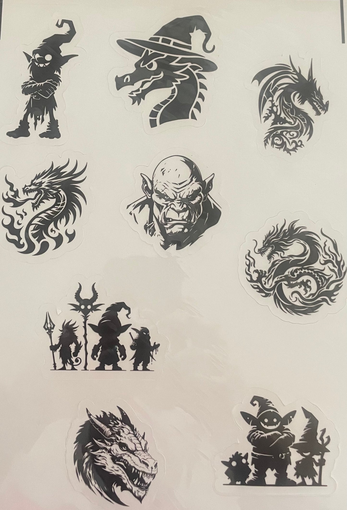 Dragons/goblins sticker set 9pc