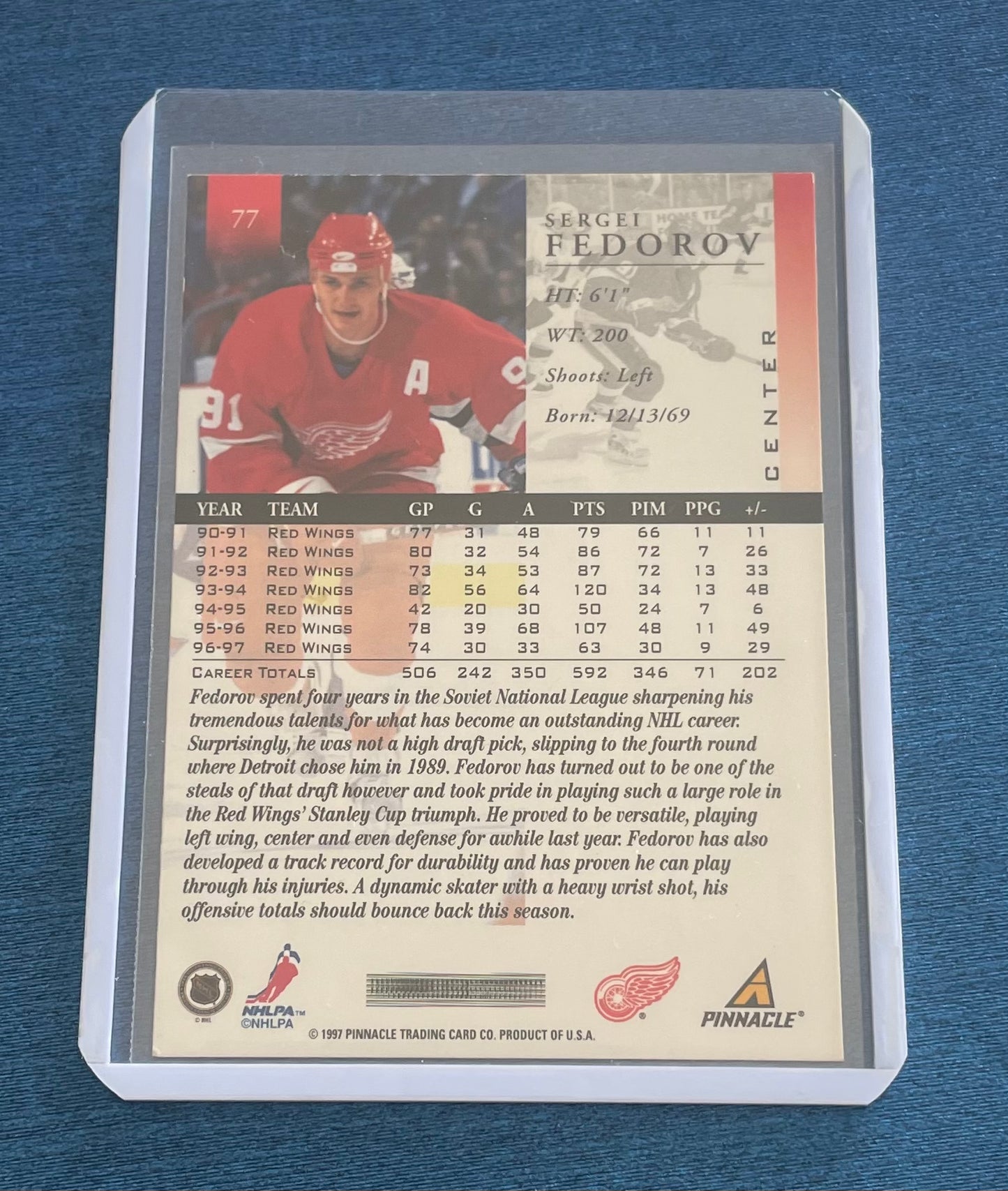 Sergei Federov Detroit Red Wings ‘97 Pinnacle