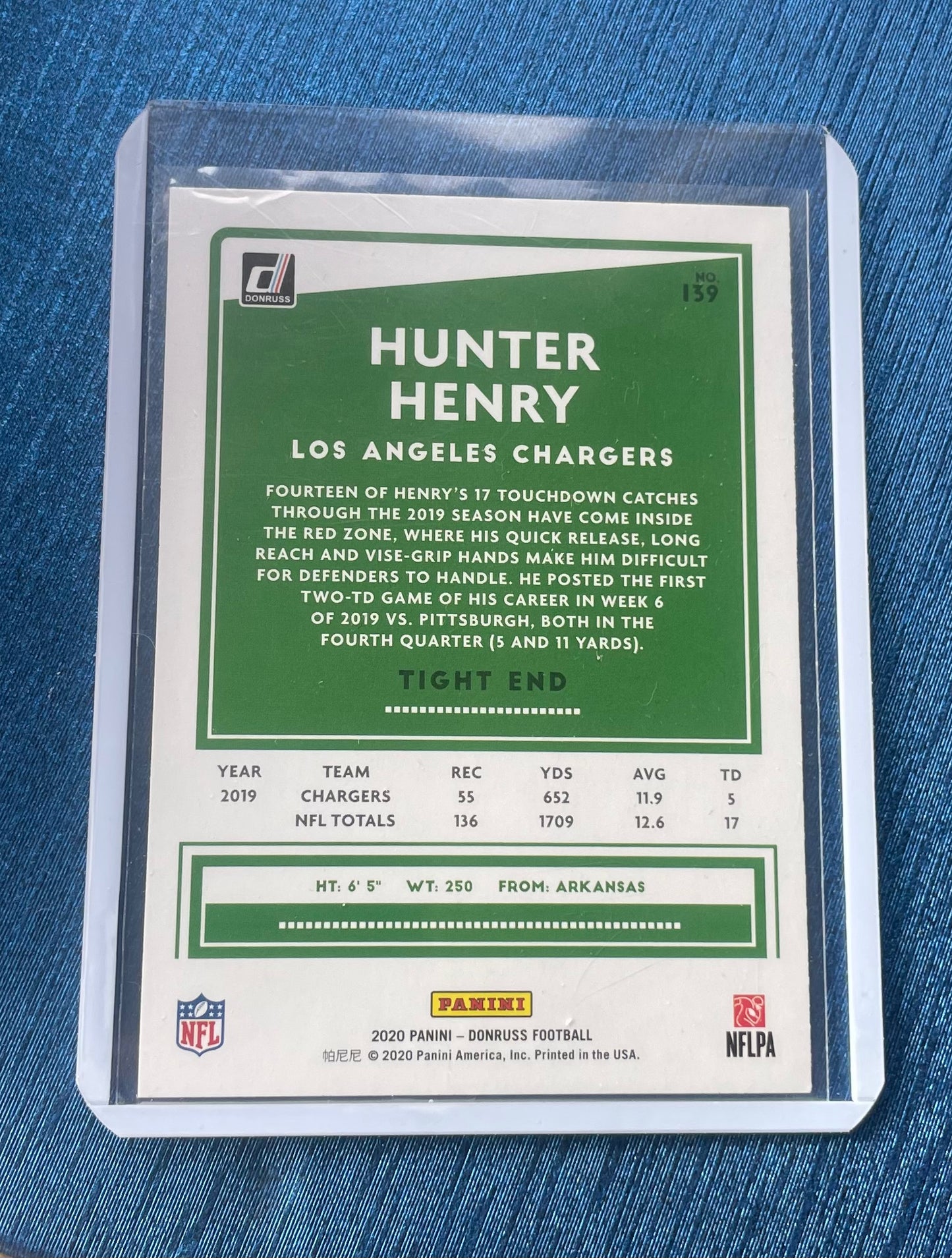 Hunter Henry Los Angeles Chargers 2020 Donruss