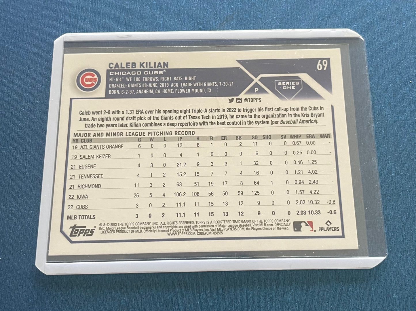 Caleb Kilian Chicago Cubs Topps 2023