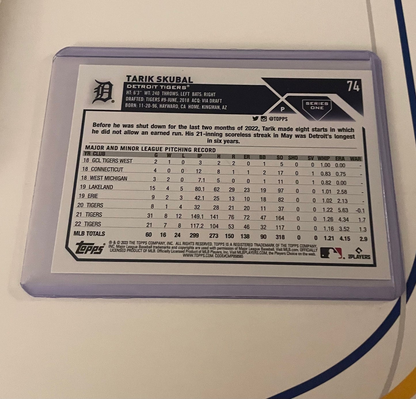 Tarik Skubal Detroit Tigers 2023 Topps