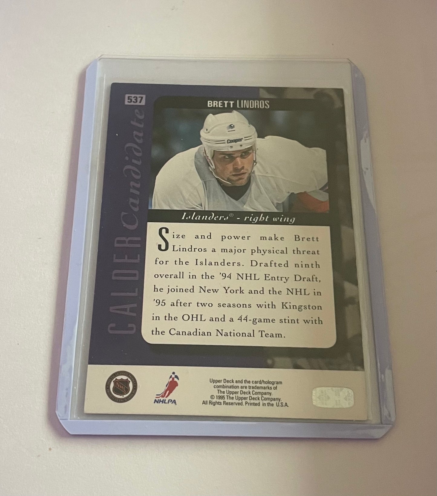 Brett Lindros New York Islanders 1995 Upper Deck