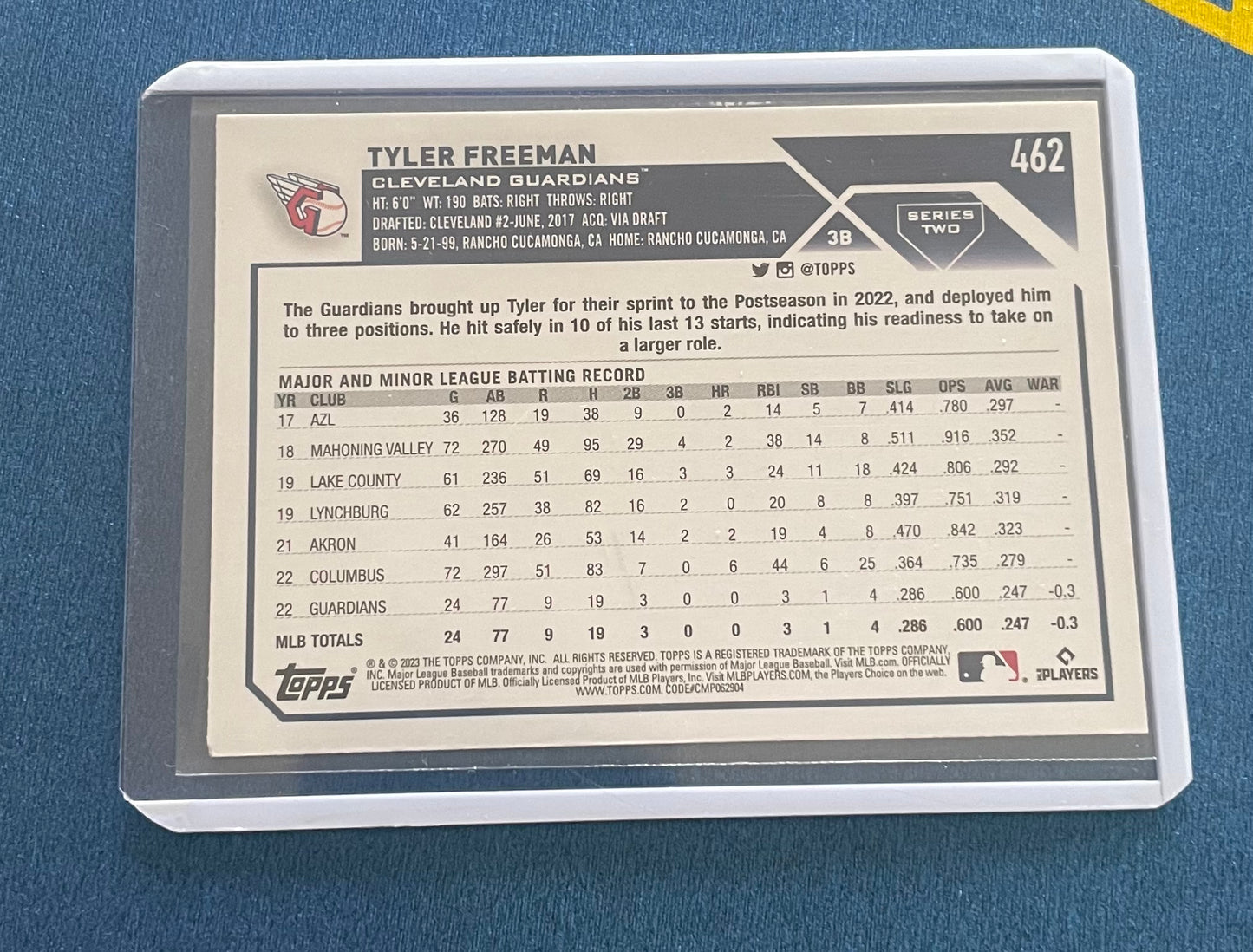 Tyler Freeman Cleveland Guardians Topps 2023