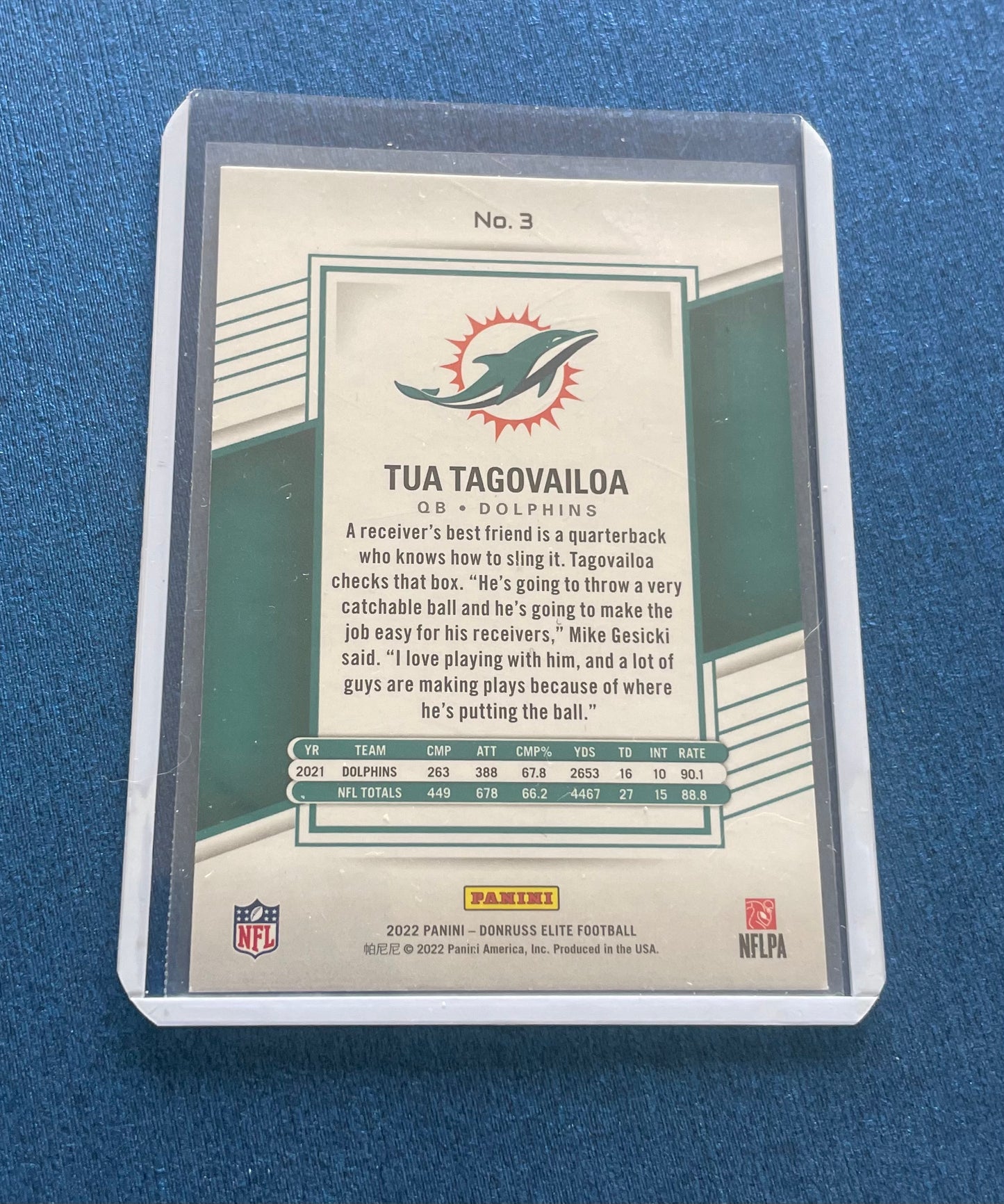 Tua Tagoailoa Miami Dolphins 2022 Donruss Elite (stand included)