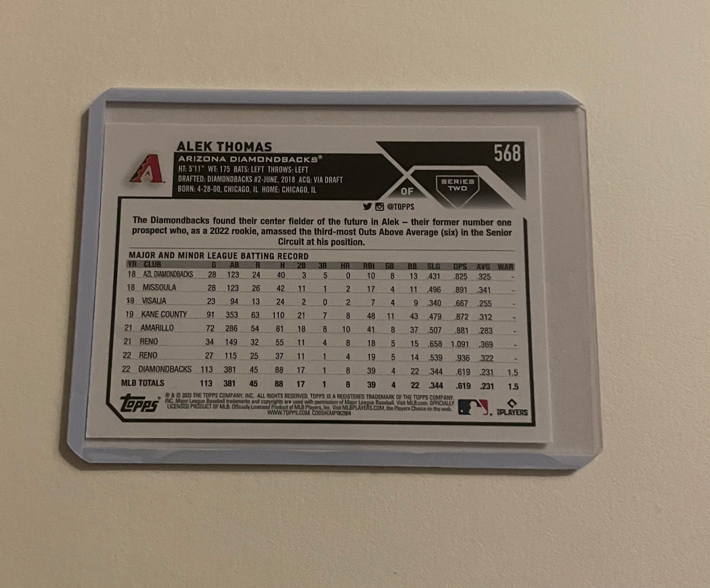 Alek Thomas Arizona Diamondbacks Topps 2023