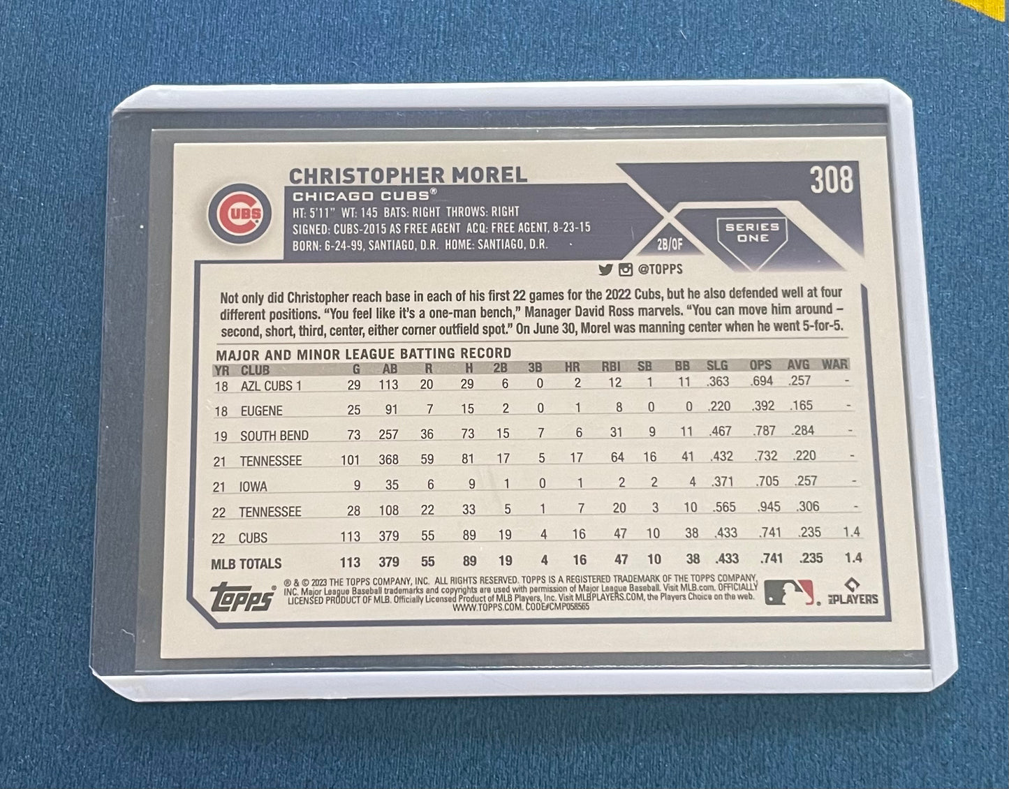 Christopher Morel Chicago Cubs Topps 2023