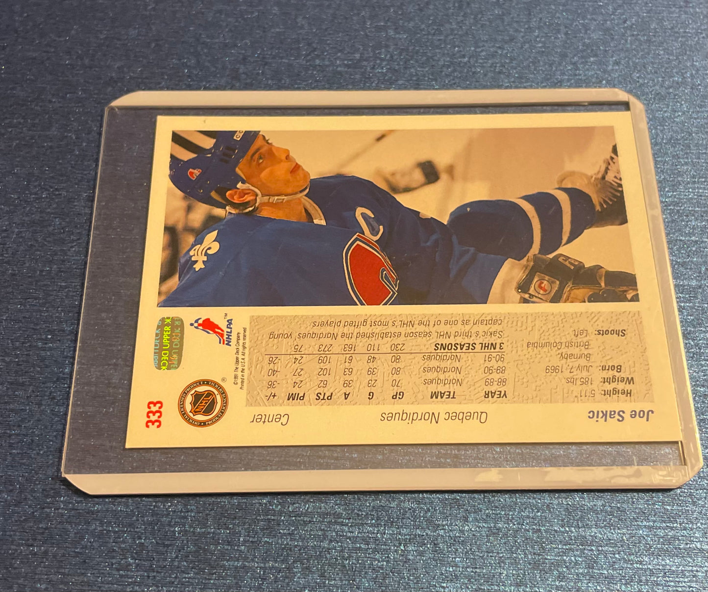 Joe Sakic Quebec Nordiques 1991-92 Upper Deck