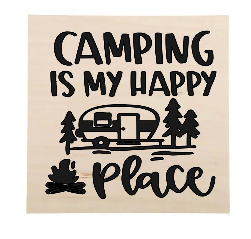 Camping wood sign