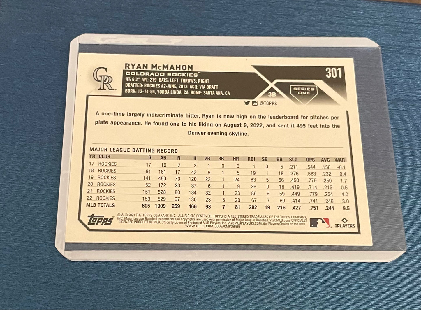 Ryan McMahon Colorado Rockies Topps 2023