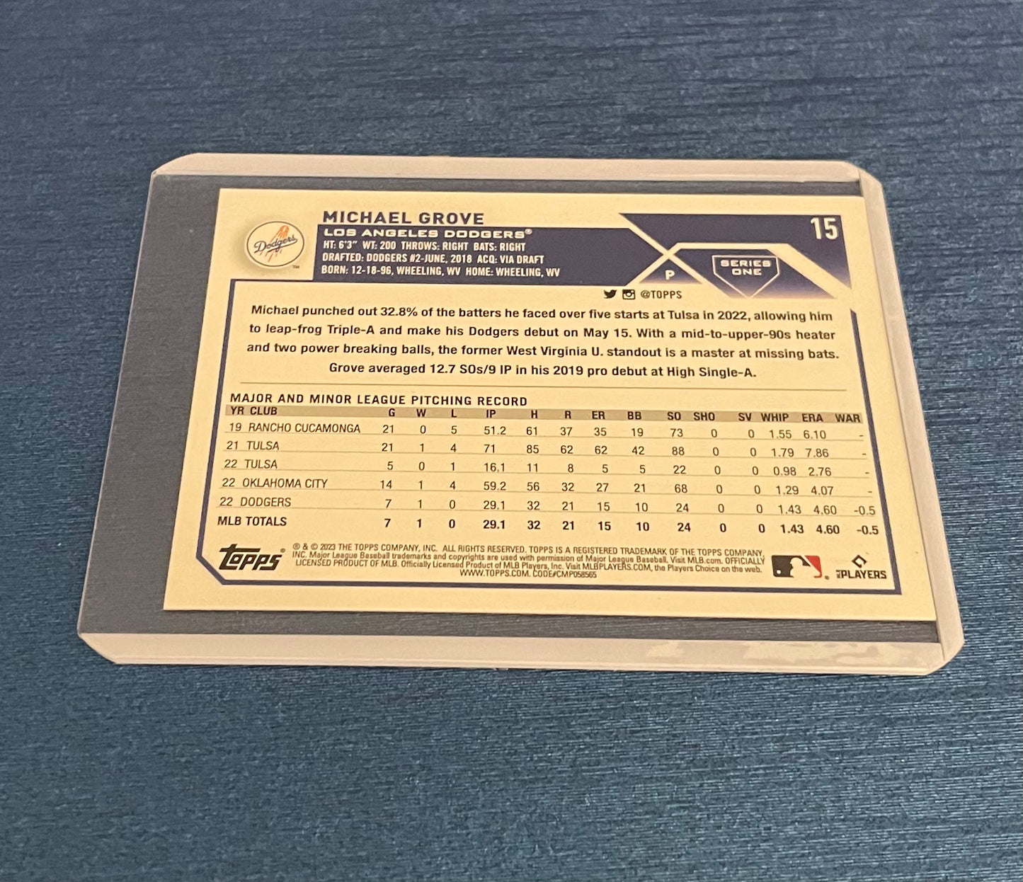 Michael Grove Los Angeles Dodgers Topps 2023