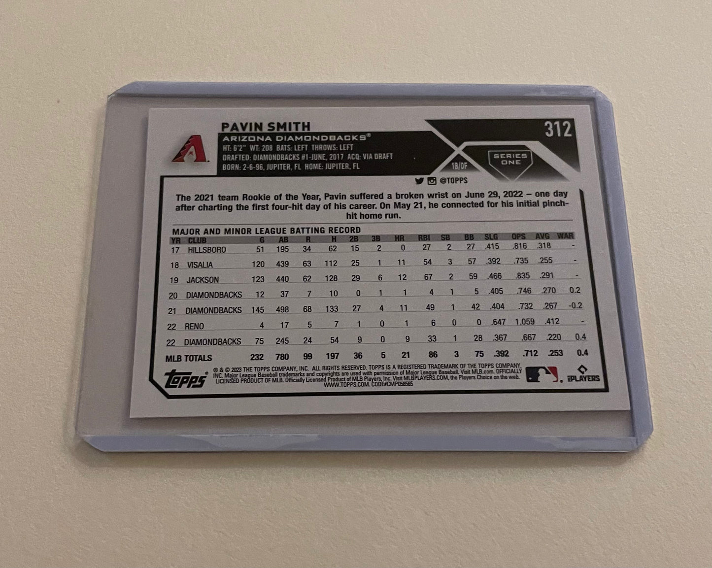 Pavin Smith Arizona Diamondbacks Topps 2023
