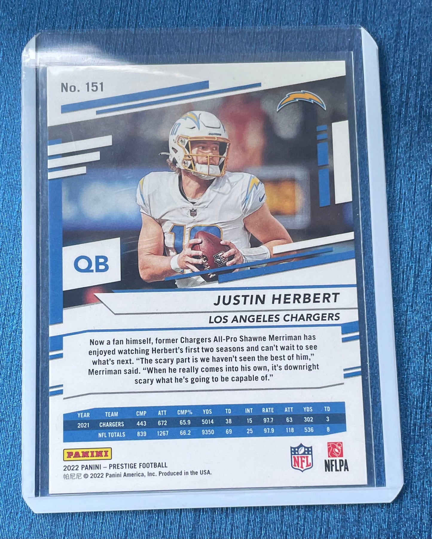 Justin Herbert Los Angeles Chargers 2022 Panini Prestige