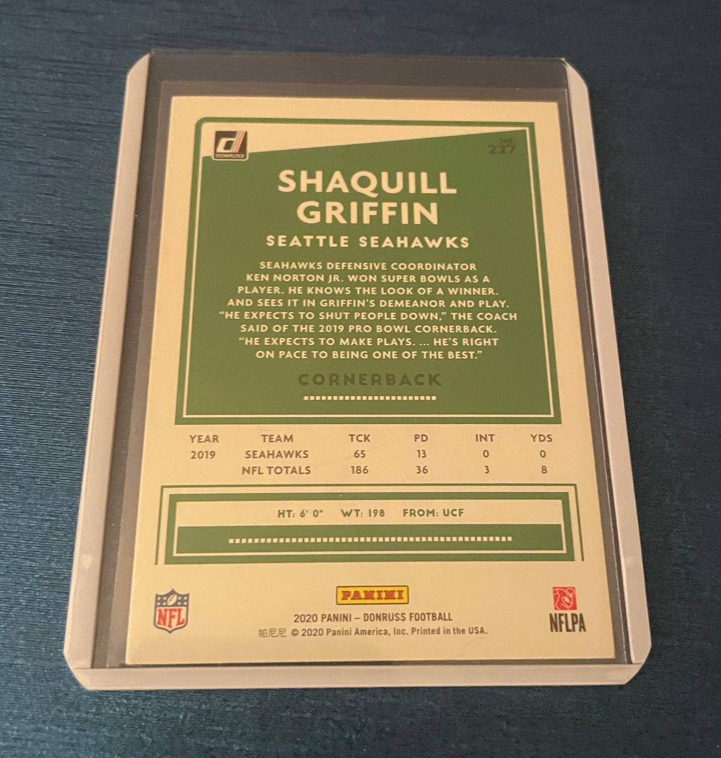 Shaquill Griffin Seattle Seahawks 2020 Donruss