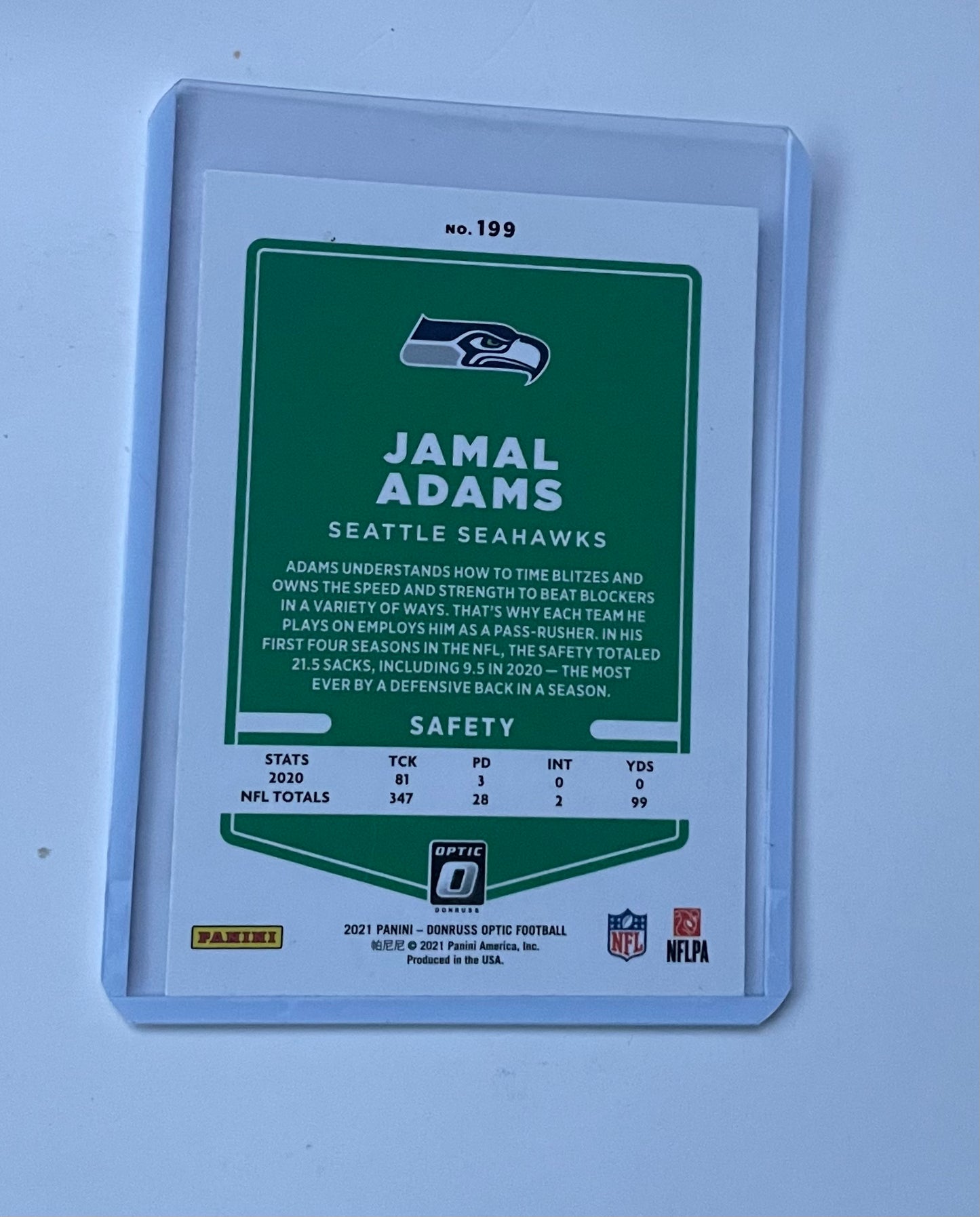 Jamal Adam’s Seattle Seahawks 2022 Donruss Optic
