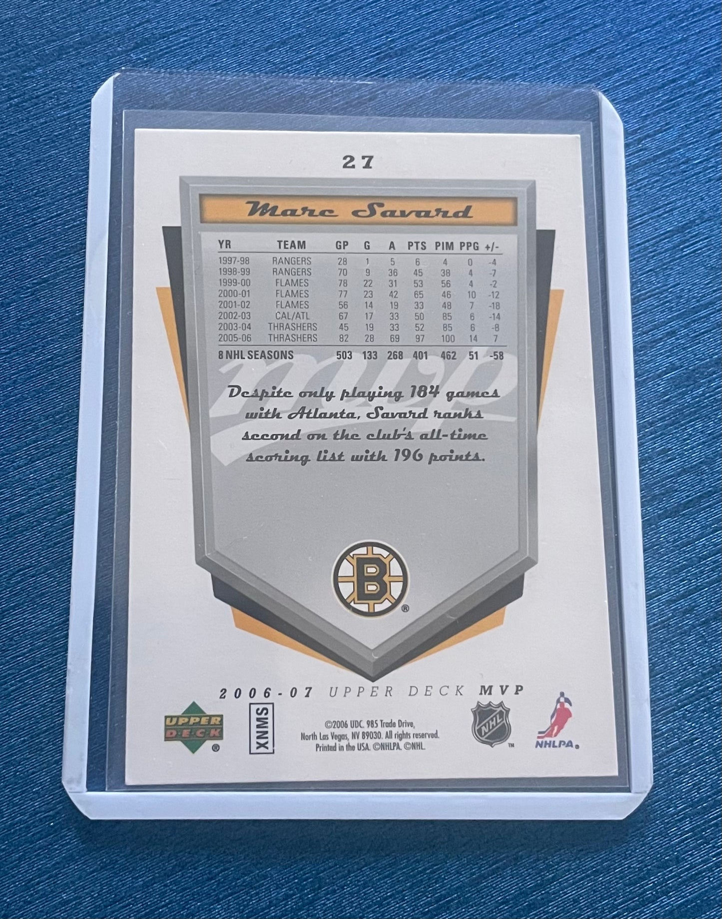 Marc Savard Boston Bruins 2006-07 Upper Deck