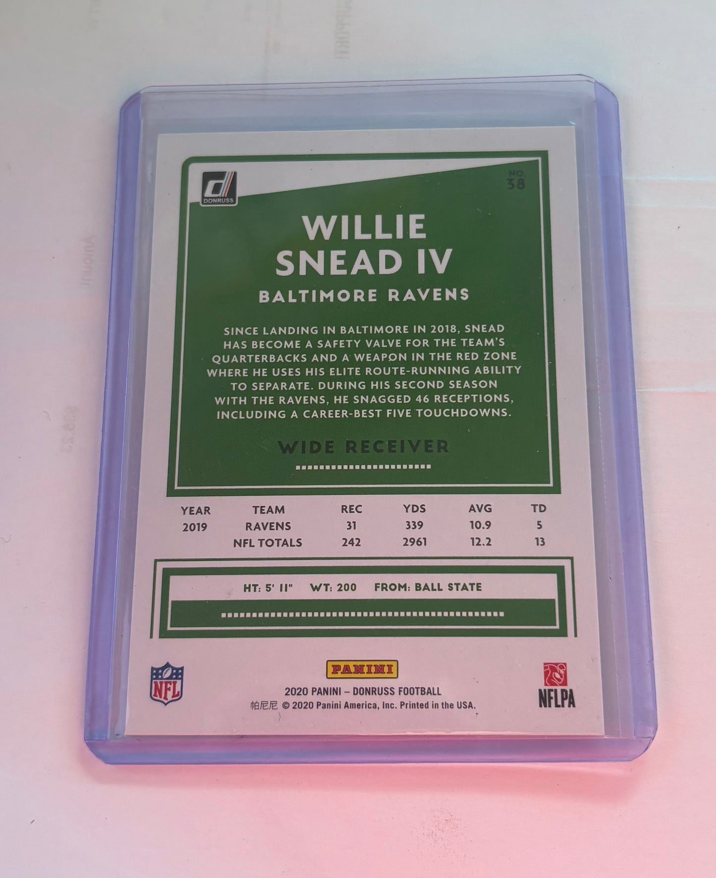 Willie Snead IV Baltimore Ravens 2020 Panini