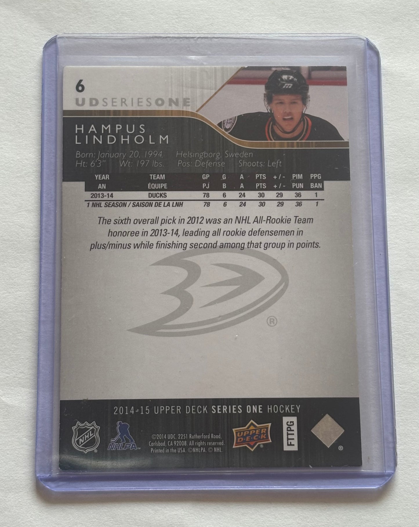 Hampus Lindholm Anaheim Ducks 2014-15 Series One