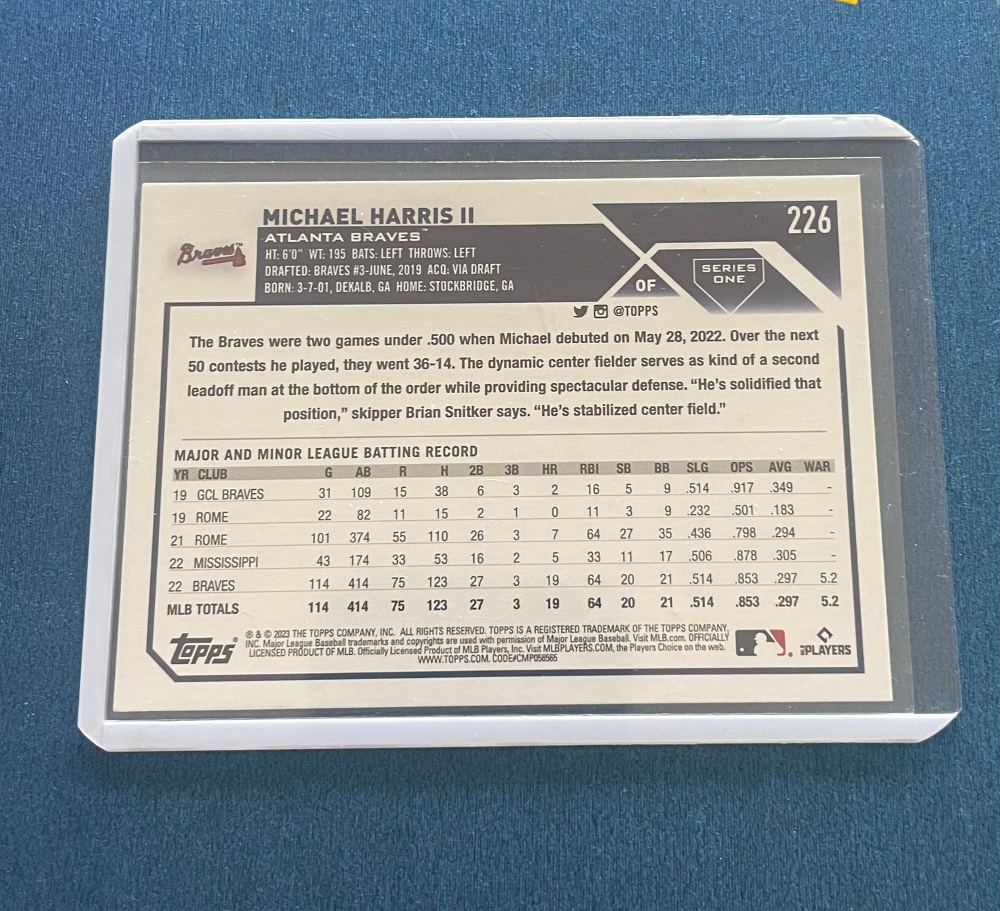 Michael Harris Atlanta Braves Topps 2023