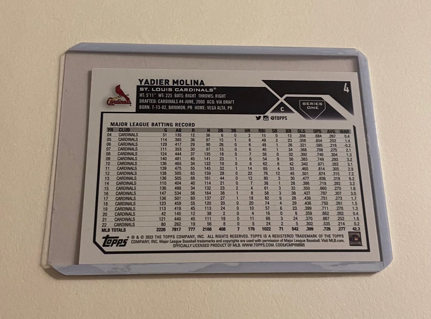 Yadier Melina St.Louis Cardinals Topps 2023