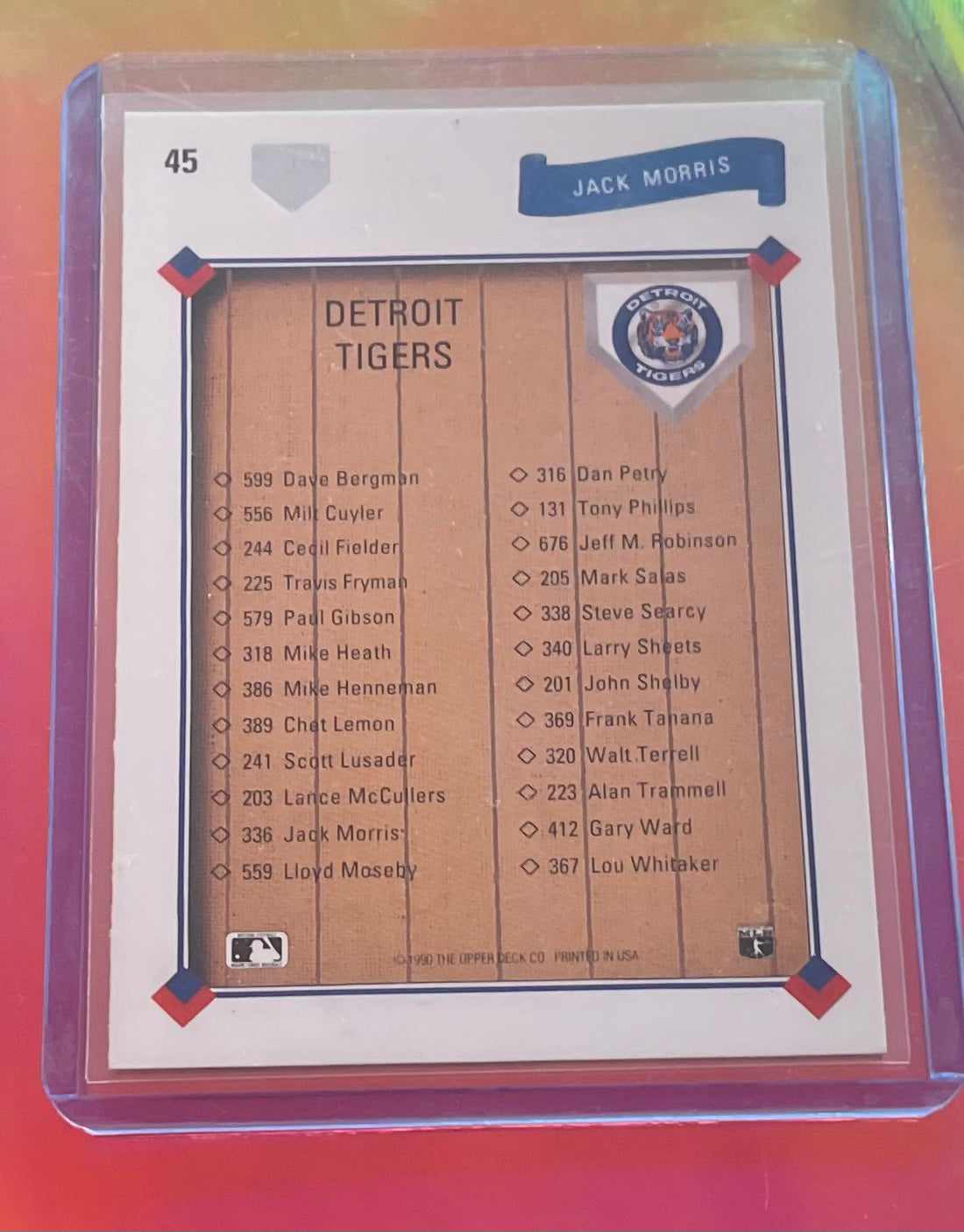Jack Morris Detroit Tigers 1990 Upper Deck
