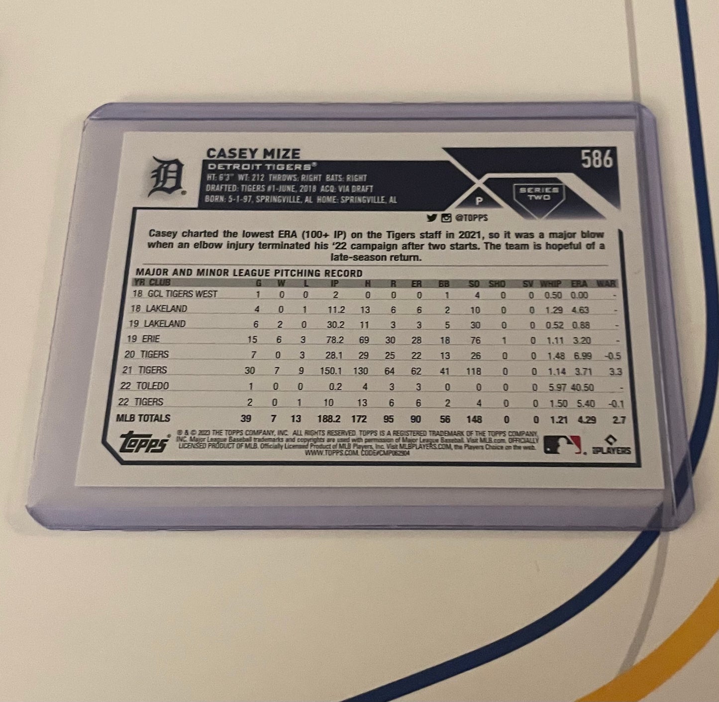 Casey Mize Detroit Tigers 2023 Topps