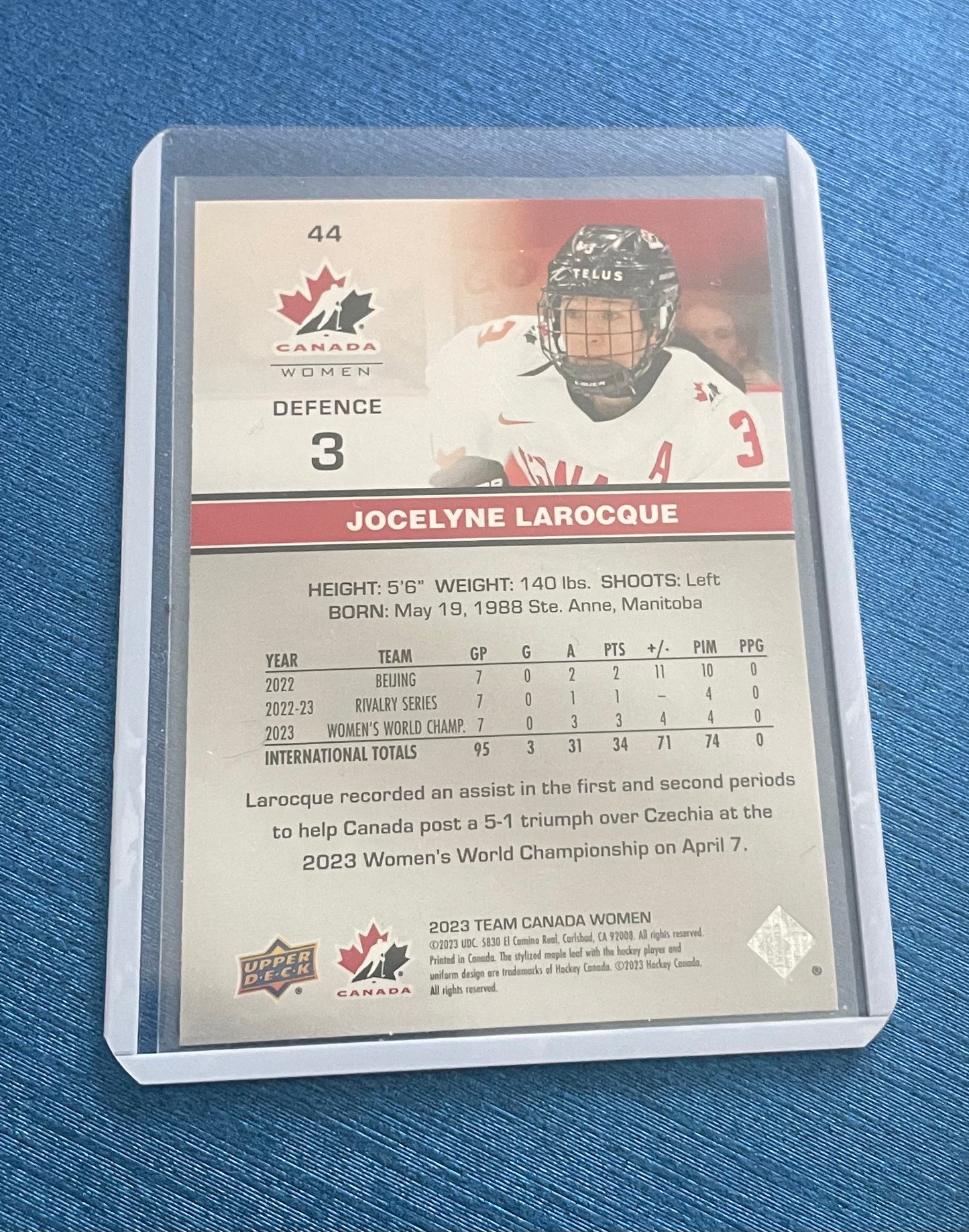 Jocelyne Larocque Team Canada Women’s 2023 Upper Deck