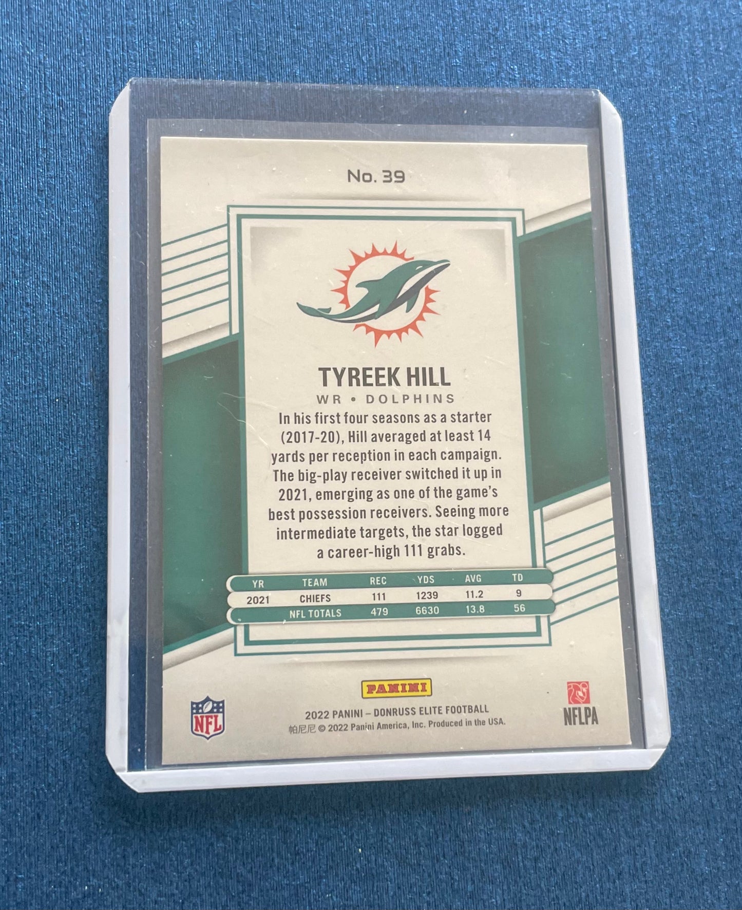 Tyreek Hill Miami Dolphins 2022 Donruss Elite