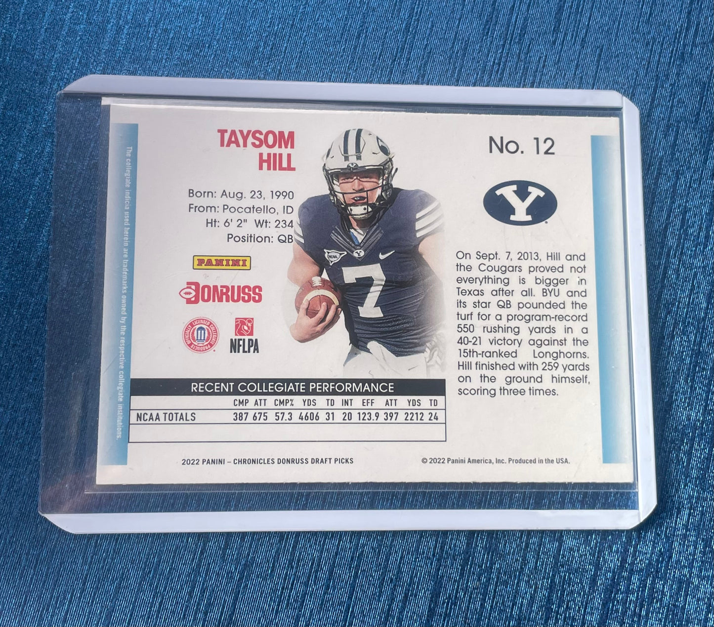 Taysom Hill BYU 2022 Donruss draft picks