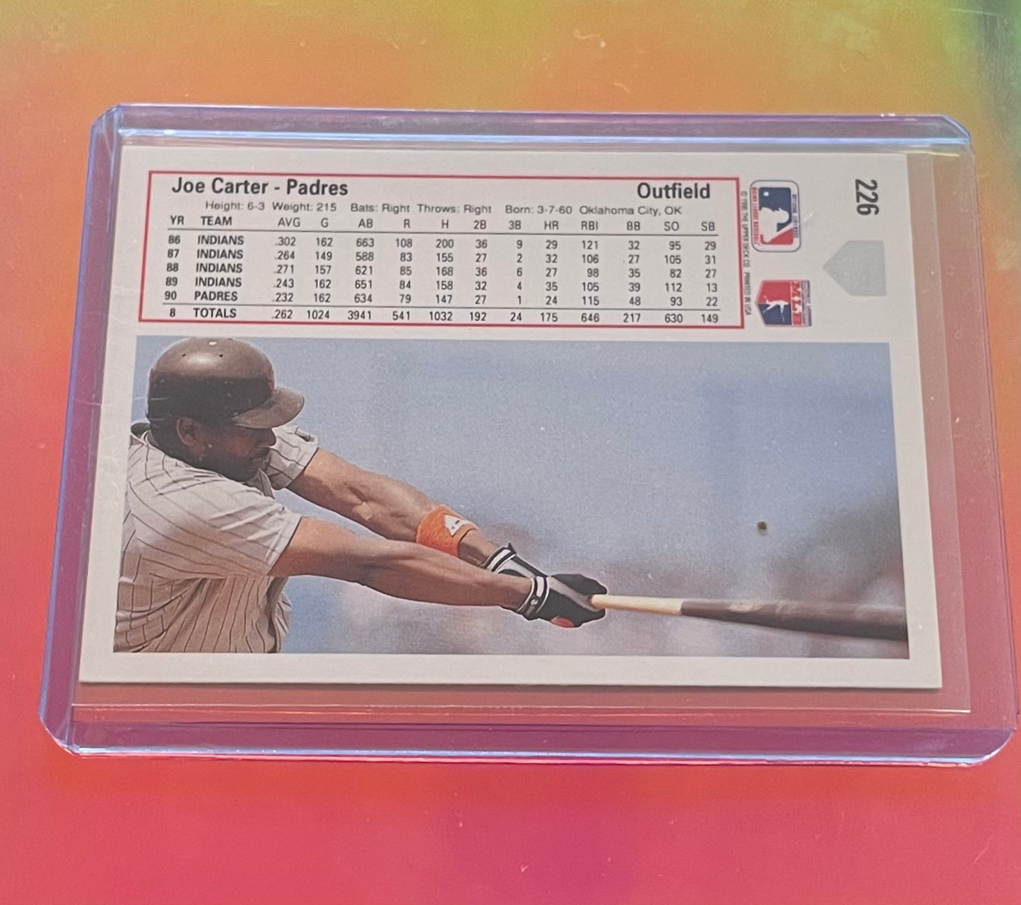 Joe Carter San Diego Padres 1991 Upper Deck