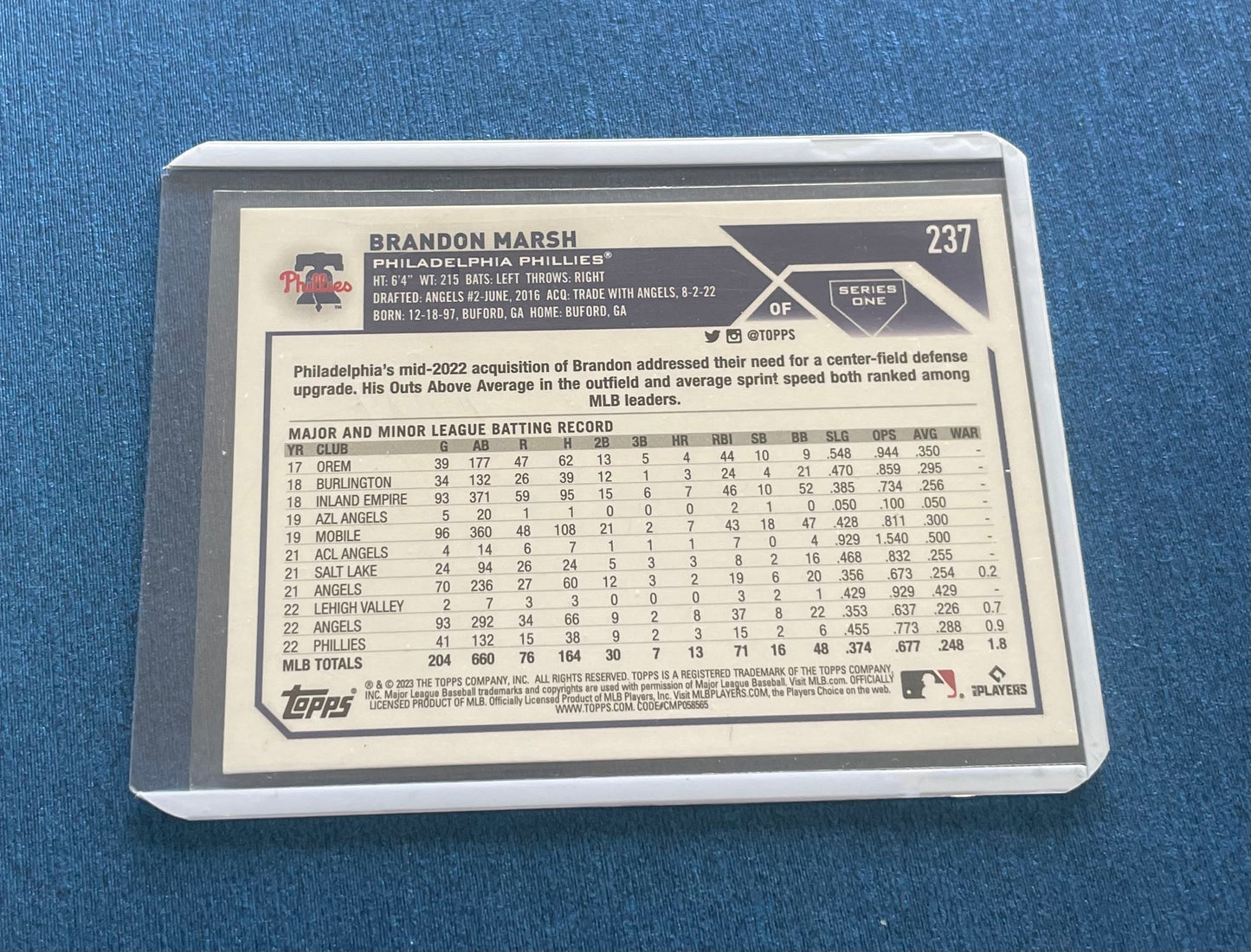 Brandon Marsh Future Stars Philadelphia Phillies Topps 2023