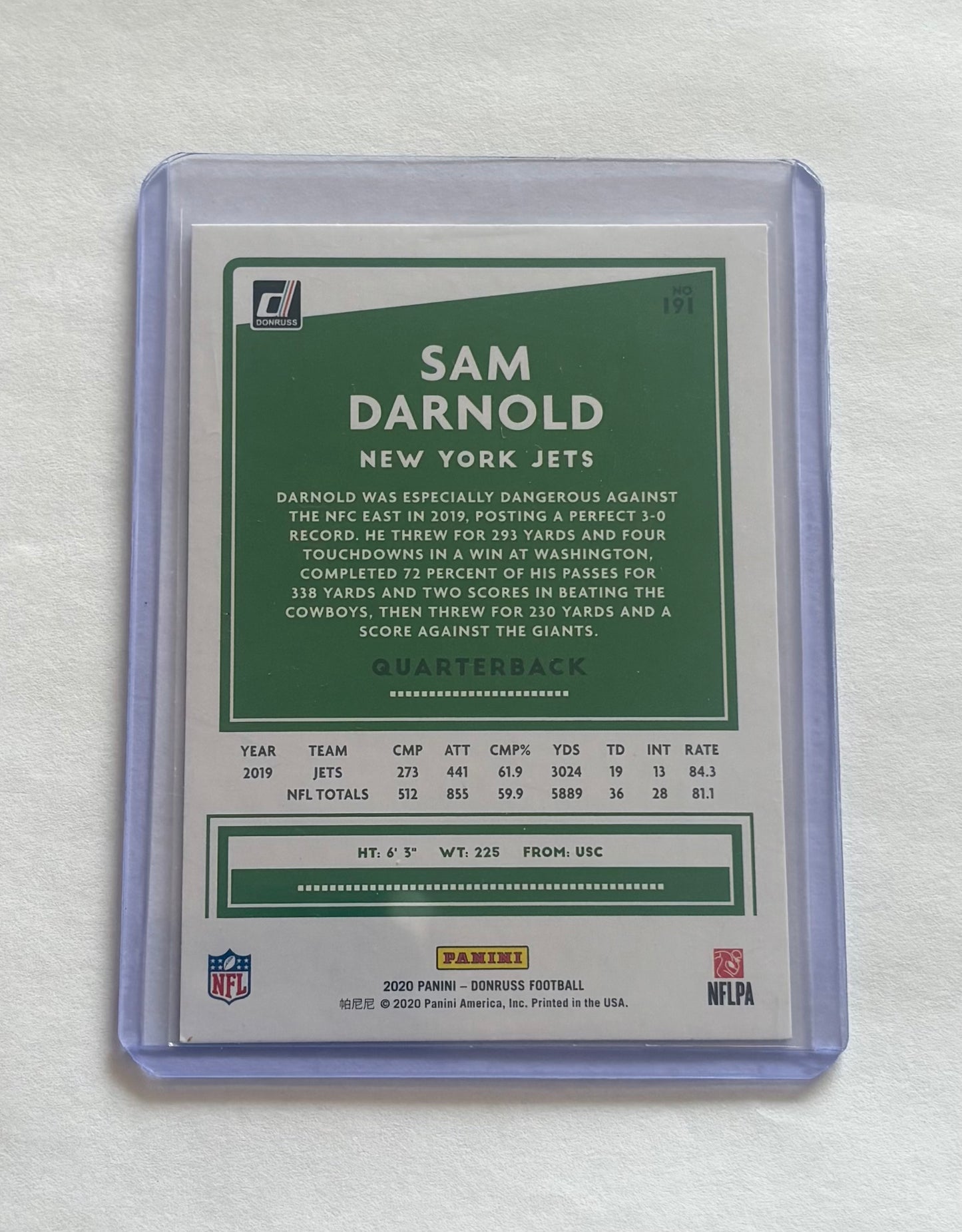 Sam Darnold New York Jets 2020 Donruss