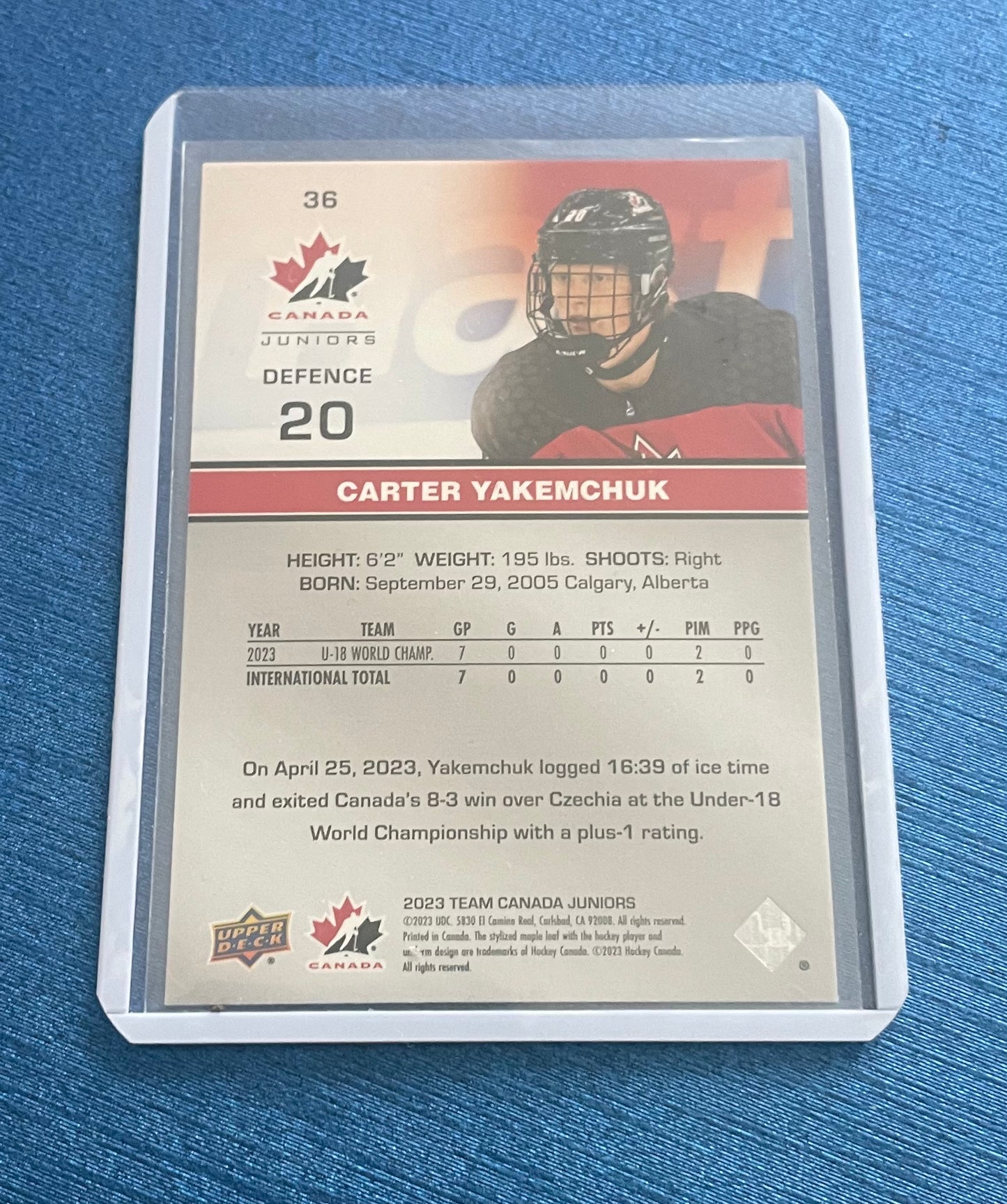 Carter Yamenchuk Team Canada juniors 2023 Upper Deck