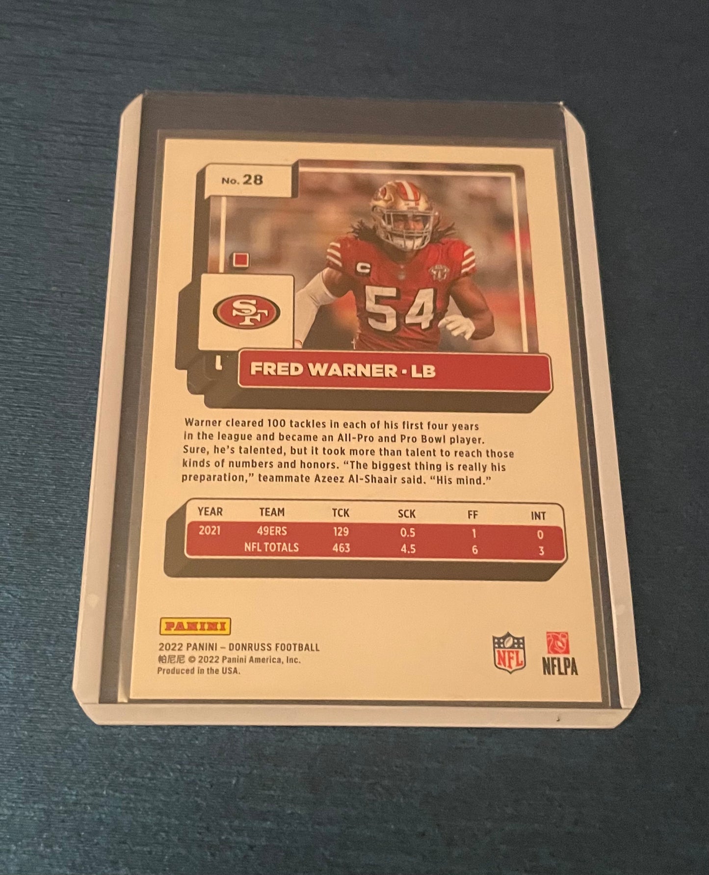Fred Warner San Francisco 49ers 2022 Panini